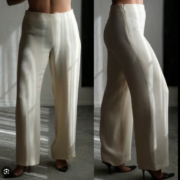 Giorgio Armani Pants - Vintage Giorgio Armani Women Size 14 Ivory‎ Straight Leg Trousers 90s Y2K Luxury